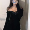 off shoulder evening dress